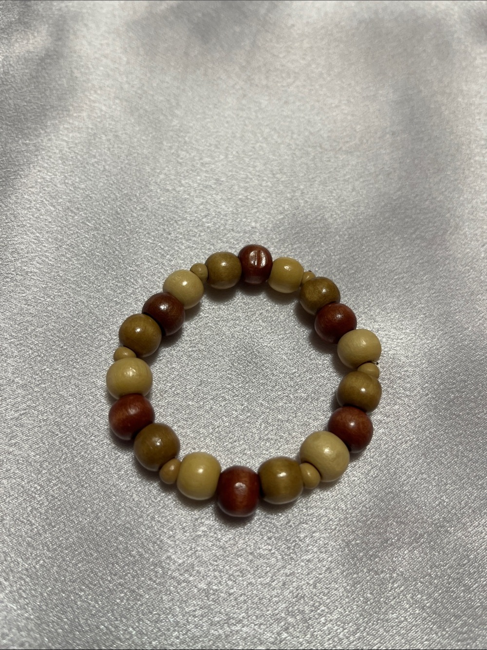 Wood Bead Stretch Bracelet in Brown and Tan
